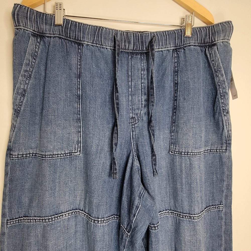 GAP Blue High Rise Wide-Leg Denim Trousers Size XL - Picture 3 of 11